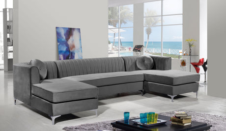 Graham Velvet 3 Piece Sectional - 661-Sectional | Meridian