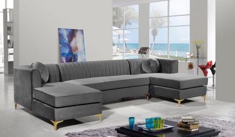 Graham Velvet 3 Piece Sectional - 661-Sectional | Meridian