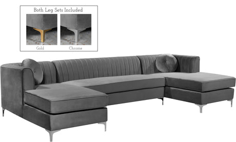 Graham Velvet 3 Piece Sectional - 661-Sectional | Meridian