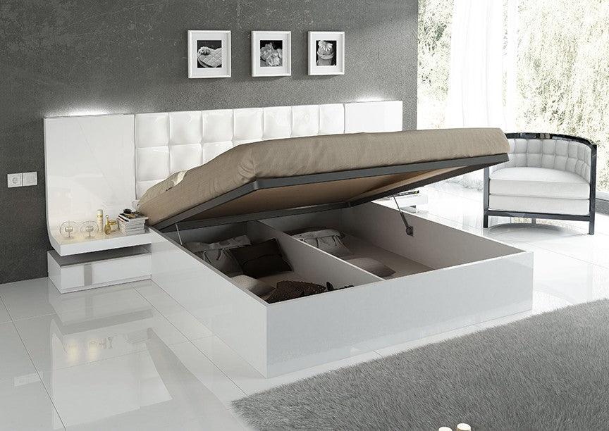 Esf Furniture - Granada Eastern King Platform With Storage Bed In White High Gloss Lacquer - Granada-Kingbed