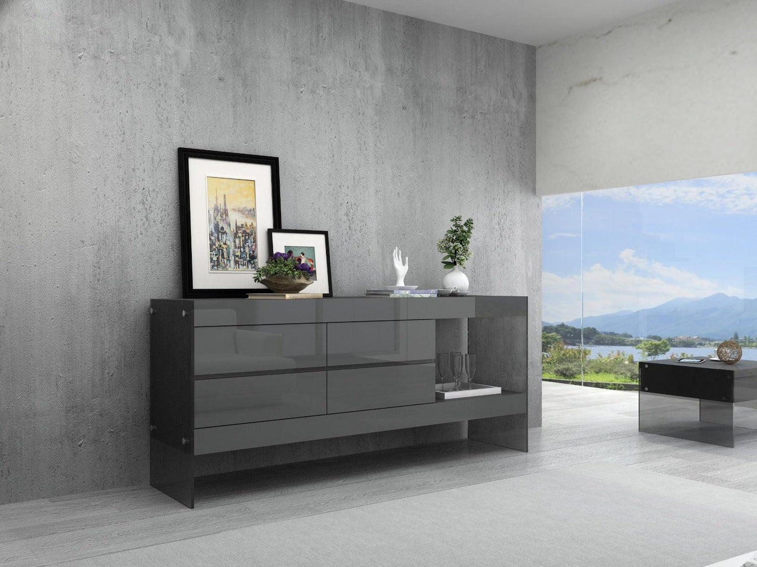 J&M Furniture - Cloud Buffet In Grey High Gloss - 176971-Hg-B-G