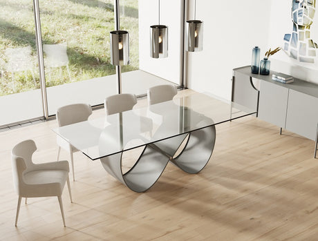 Vig Furniture Modrest Hadley- Glass & Matte Grey Dining Table