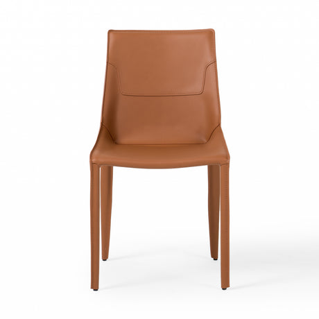 Vig Furniture Modrest Halo - Modern Cognac Saddle Leather Dining Chair Set of Two