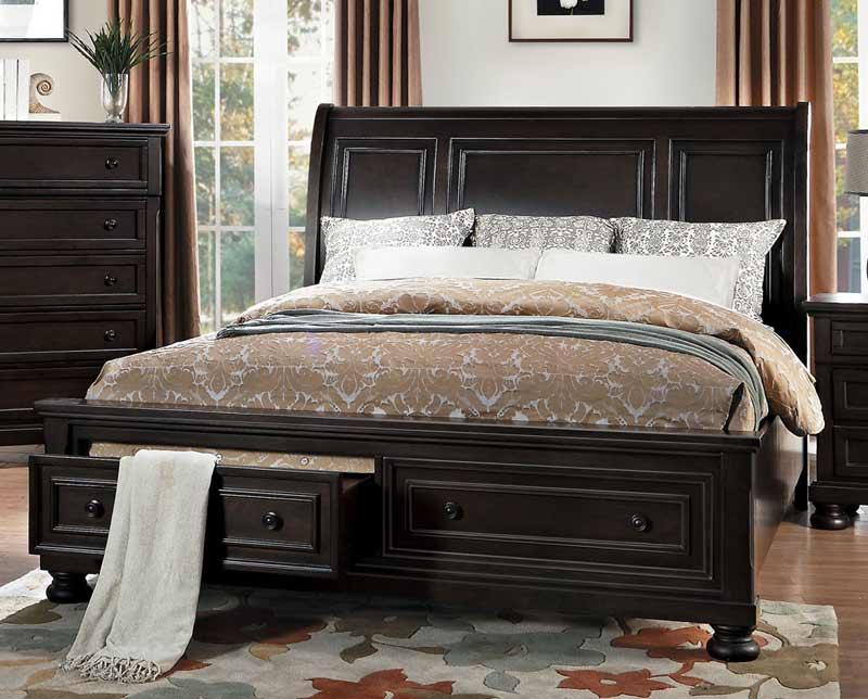 Homelegance - Begonia Queen Platform Bed With Footboard Storages - 1718Gy-1