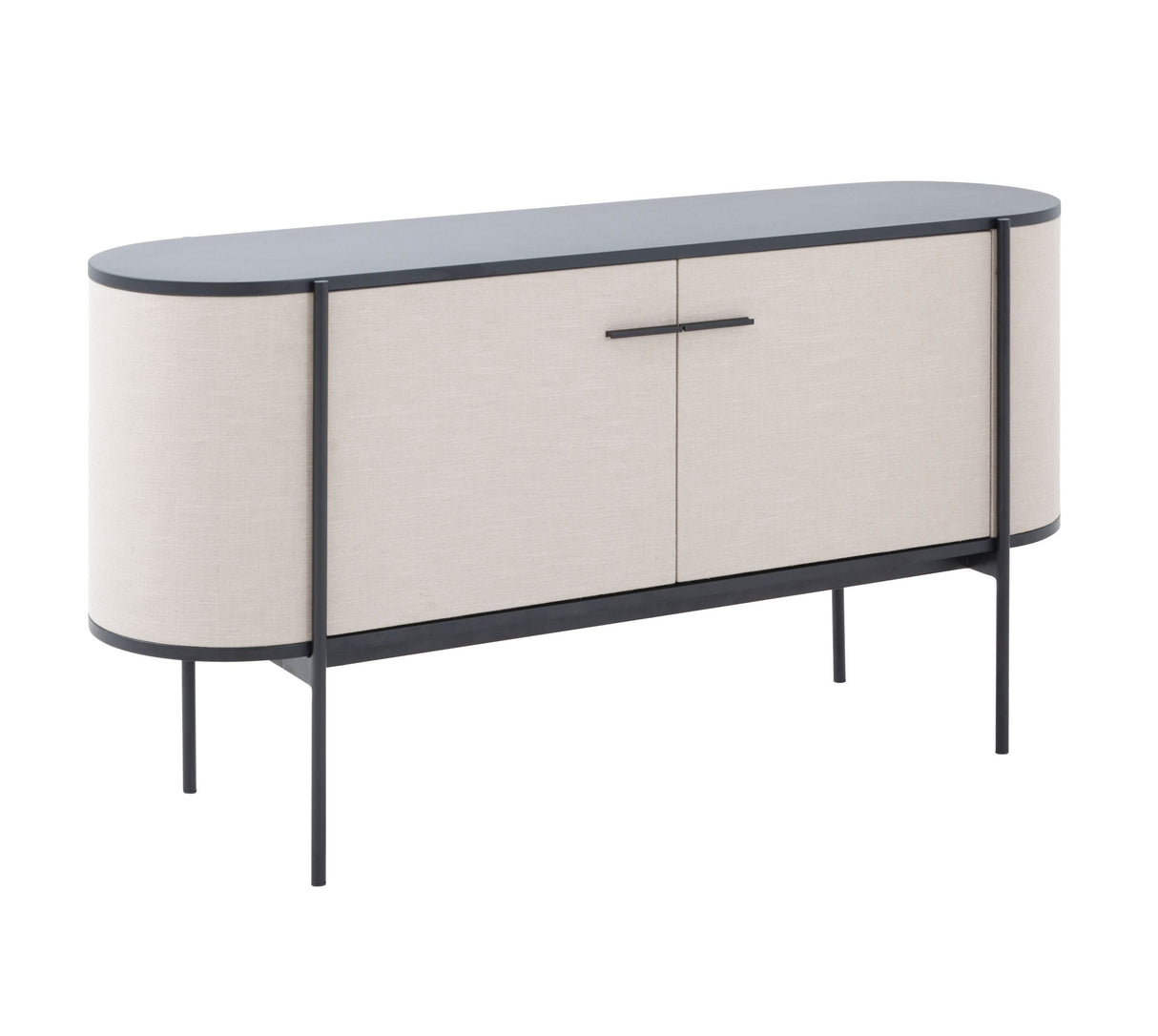 Vig Furniture Modrest Hobart - Modern Beige Fabric & Black Metal Buffet