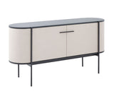 Vig Furniture Modrest Hobart - Modern Beige Fabric & Black Metal Buffet