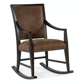Big Sky Leather Casual Rocking Chair in Charred Timber - Hooker Furniture