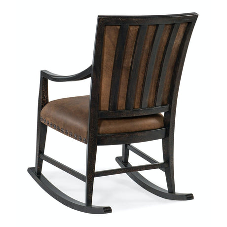 Big Sky Leather Casual Rocking Chair in Charred Timber - Hooker Furniture