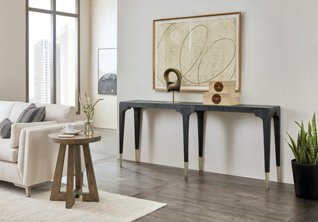 Chapman 80-Inch Narrow Console Table with Forged Pewter Accents | Hooker Furniture