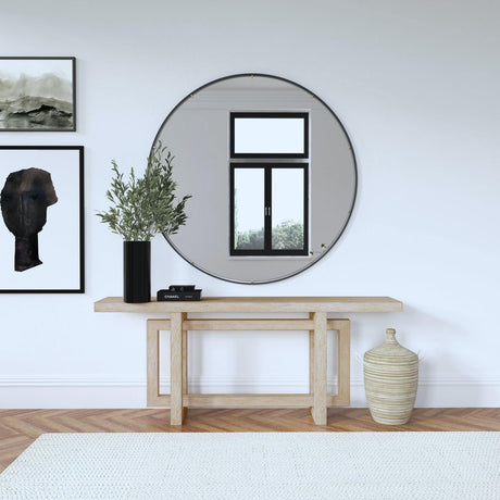 Modern Light Wood Console Table with Interlocking Base – Hooker Furniture