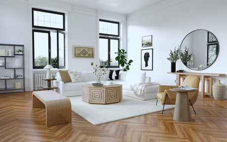 Modern Light Wood Console Table with Interlocking Base – Hooker Furniture