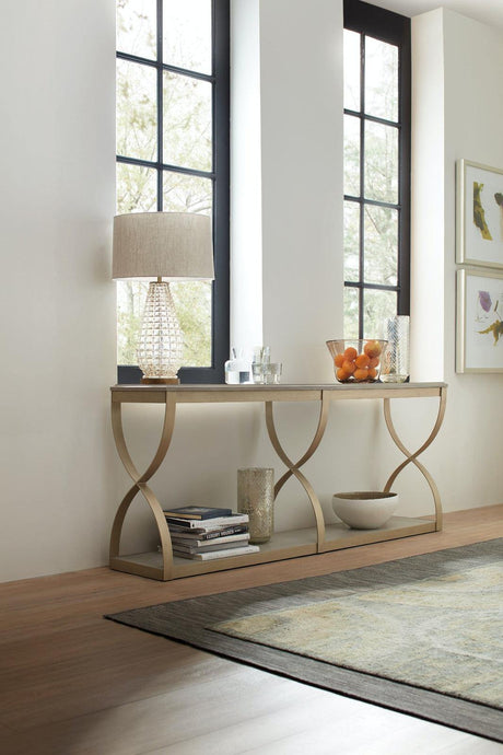 Elixir Console Table in Gray Beige Walnut & Champagne Silver – Hooker Furniture