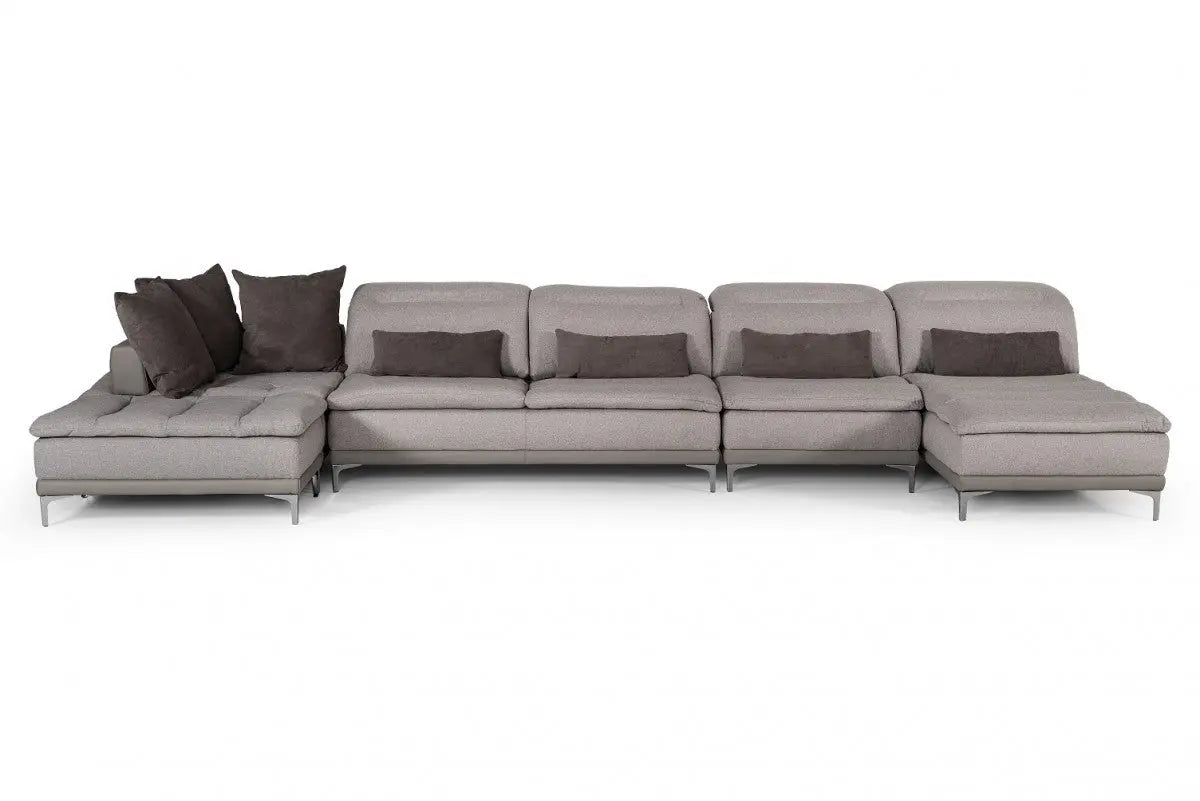 David Ferrari Horizon Modern Grey Fabric & Grey Leather Sectional Sofa Vgfthorizon - Grygry - VGFTHORIZON - GRYGRY - Home Elegance USA - 2