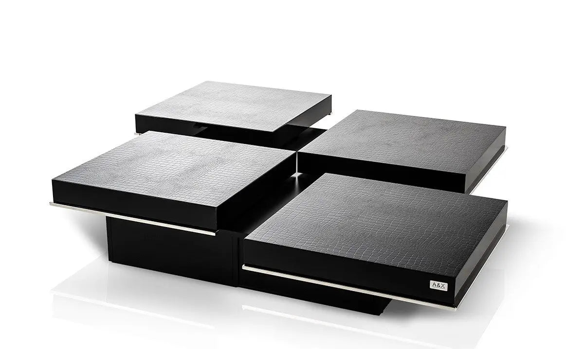 A&X Horizon Modern Crocodile Black Coffee Table VGUNAK856 - 120C - BLK | VIG | Home Elegance USA
