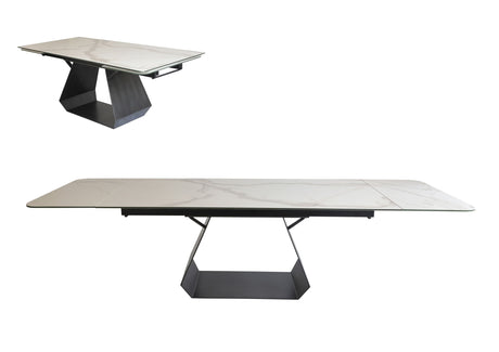 Vig Furniture Modrest Howell - Modern White Ceramic Extendable Dining Table