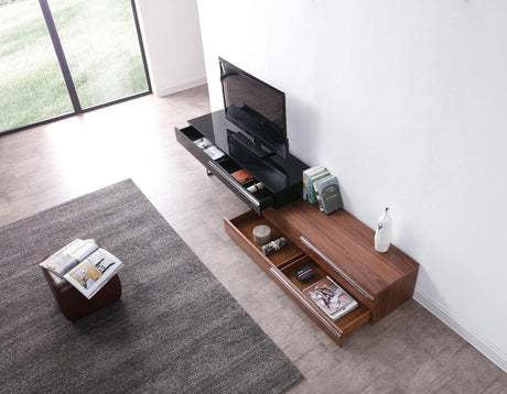 Ce Hudson Tv Base In Walnut & Black - 17475-Wb | J&M