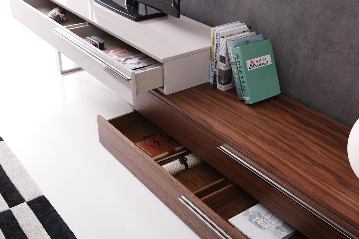 Ce Hudson Tv Base In Walnut & Taupe - 17475 - Wt | J&M | Home Elegance USA