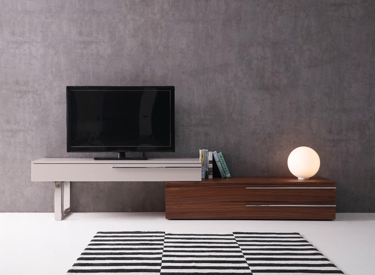 Ce Hudson Tv Base In Walnut & Taupe - 17475 - Wt | J&M | Home Elegance USA