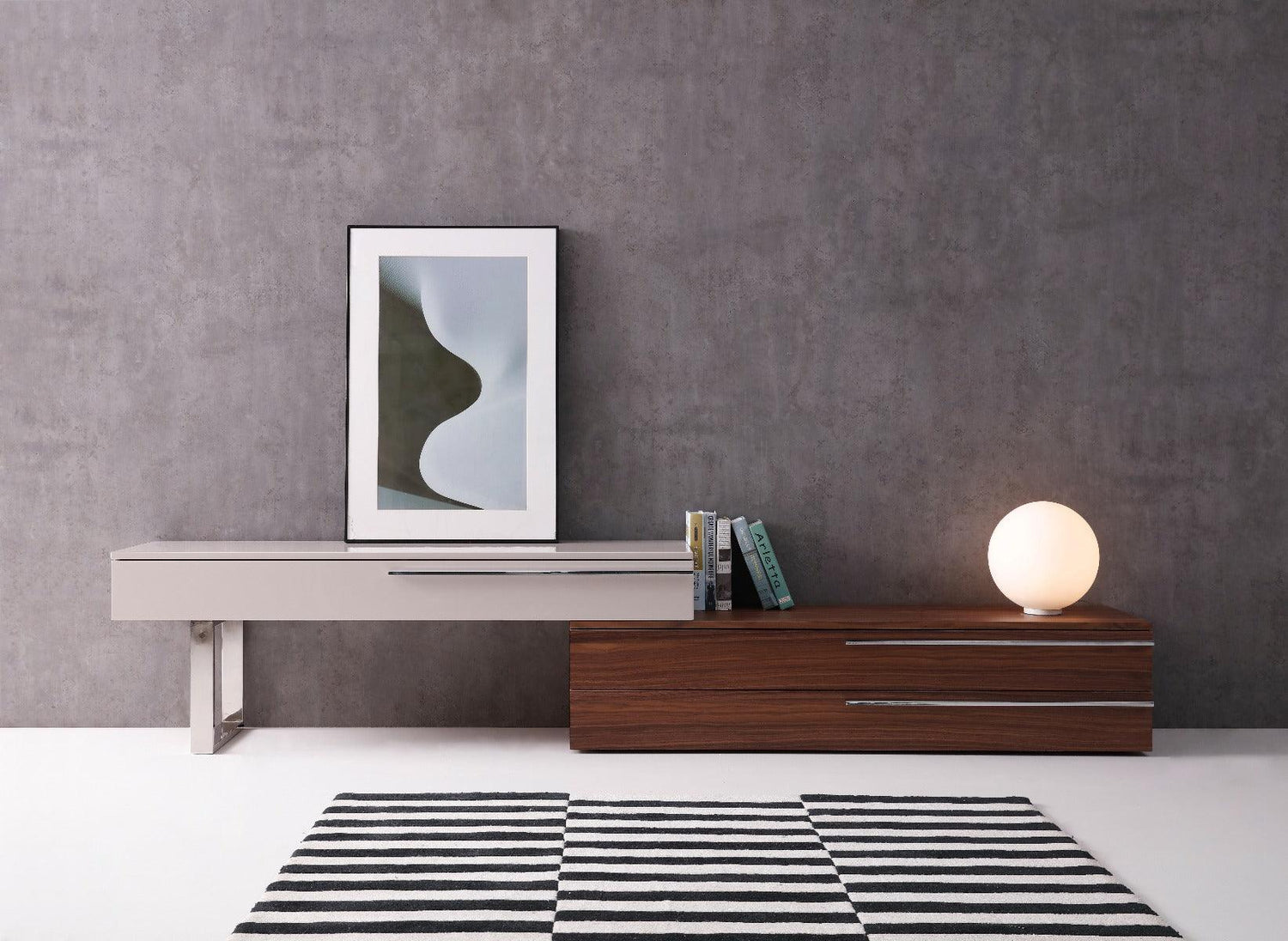 Ce Hudson Tv Base In Walnut & Taupe - 17475 - Wt | J&M | Home Elegance USA