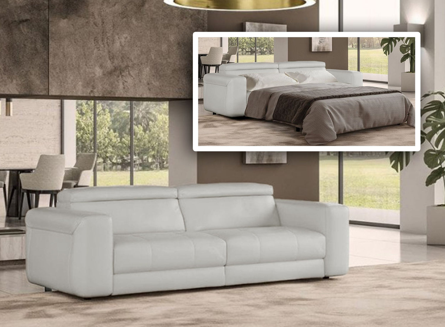 Vig Furniture Lamod Italia Icon - Modern Italian Grey Leather Sofa Bed