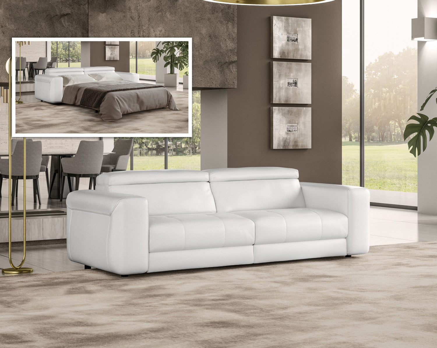 Vig Furniture Lamod Italia Icon - Modern Italian White Leather Sofa Bed