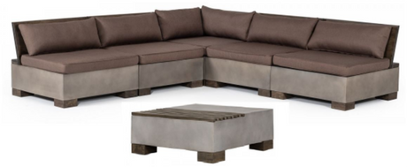 Vig Furniture Modrest Delaware - Modern Concrete Modular Small Sectional Sofa Set with Square Coffee Table