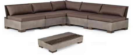 Vig Furniture Modrest Delaware - Modern Concrete Modular Small Sectional Sofa Set with Rectangular Coffee Table