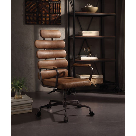 ACME Calan Office Chair in Retro Brown Top Grain Leather 92108 - Home Elegance USA