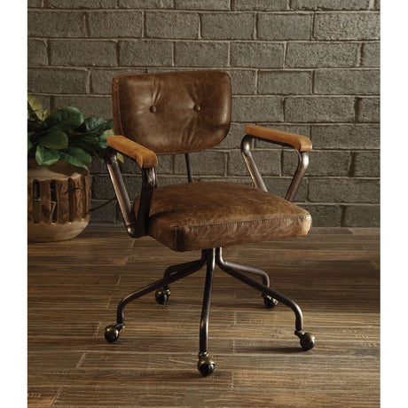 ACME Hallie Office Chair in Vintage Whiskey Top Grain Leather 92410 - Home Elegance USA