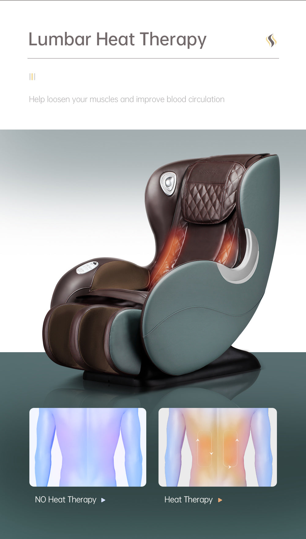 Massage Chairs SL Track Full Body and Recliner, Shiatsu Recliner, Massage Chair with Bluetooth Speaker Green Home Elegance USA
