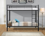 Twin over twin Metal Bunk Bed  Black - Home Elegance USA