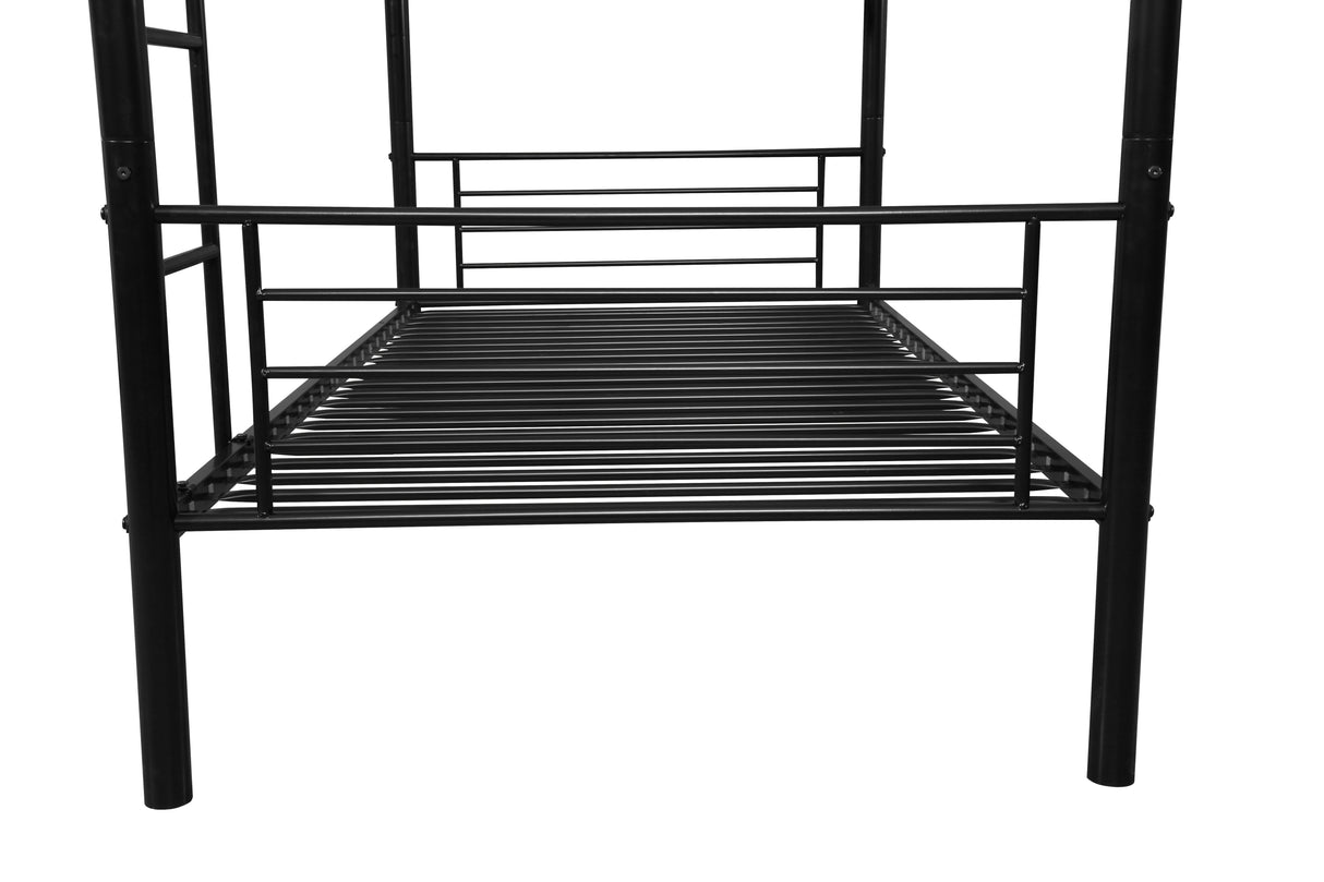 Twin over twin Metal Bunk Bed  Black - Home Elegance USA