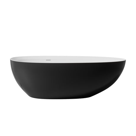 71"Inside White outside  black solid surface stone soaking tub Bathroom freestanding bathtub for adult