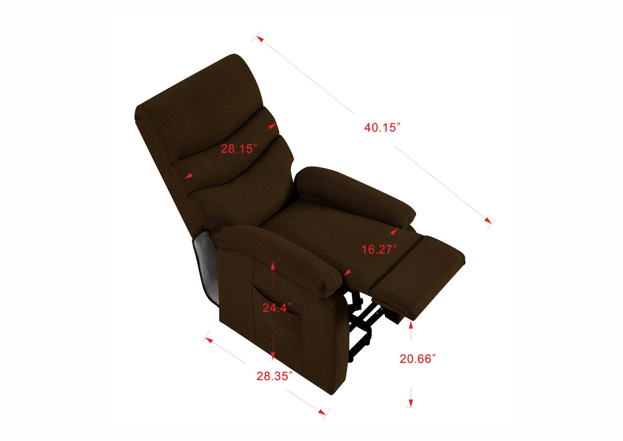 Power Lift Recliner Chair with Massage and Heating Functions for Elderly, 3 Positions, 2 Side Pockets, Fabric Home Elegance USA