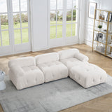 Modular Sectional Sofa, Button Tufted Designed and DIY Combination,L Shaped Couch with Reversible Ottoman, Ivory Teddy Fabric - Home Elegance USA