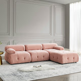 Modular Sectional Sofa, Button Tufted Designed and DIY Combination,L Shaped Couch with Reversible Ottoman, Pink Velvet - Home Elegance USA