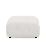 Modular Sectional Sofa, Button Tufted Designed and DIY Combination,L Shaped Couch with Reversible Ottoman, Ivory Teddy Fabric - Home Elegance USA