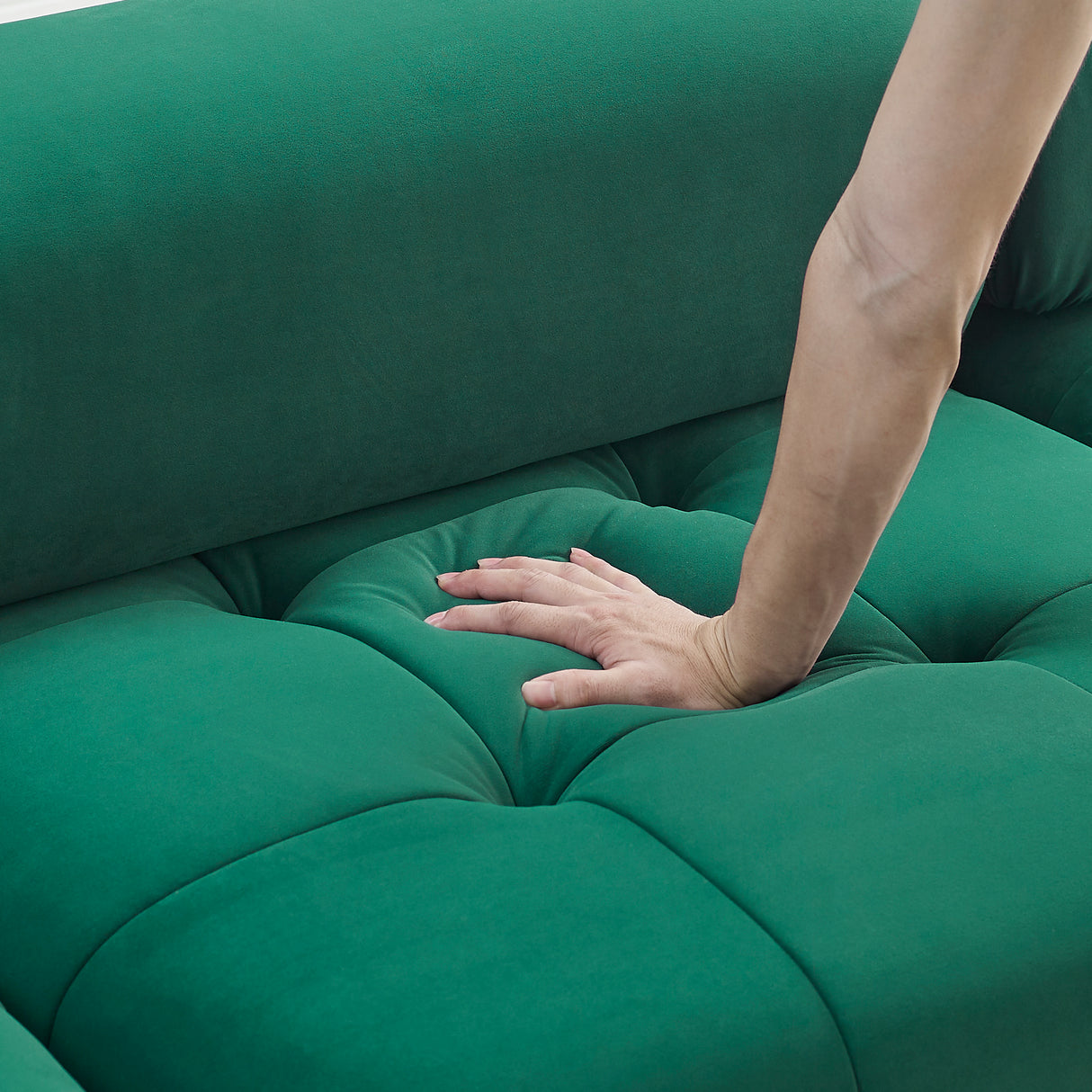 Modular Sectional Sofa, Button Tufted Designed and DIY Combination,L Shaped Couch with Reversible Ottoman, Green Velvet - Home Elegance USA
