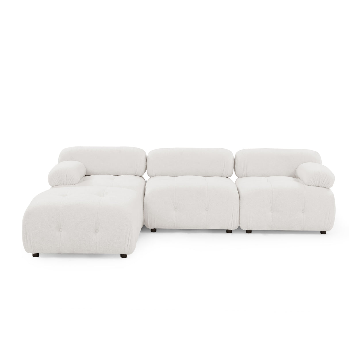 Modular Sectional Sofa, Button Tufted Designed and DIY Combination,L Shaped Couch with Reversible Ottoman, Ivory Teddy Fabric - Home Elegance USA