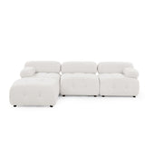 Modular Sectional Sofa, Button Tufted Designed and DIY Combination,L Shaped Couch with Reversible Ottoman, Ivory Teddy Fabric - Home Elegance USA