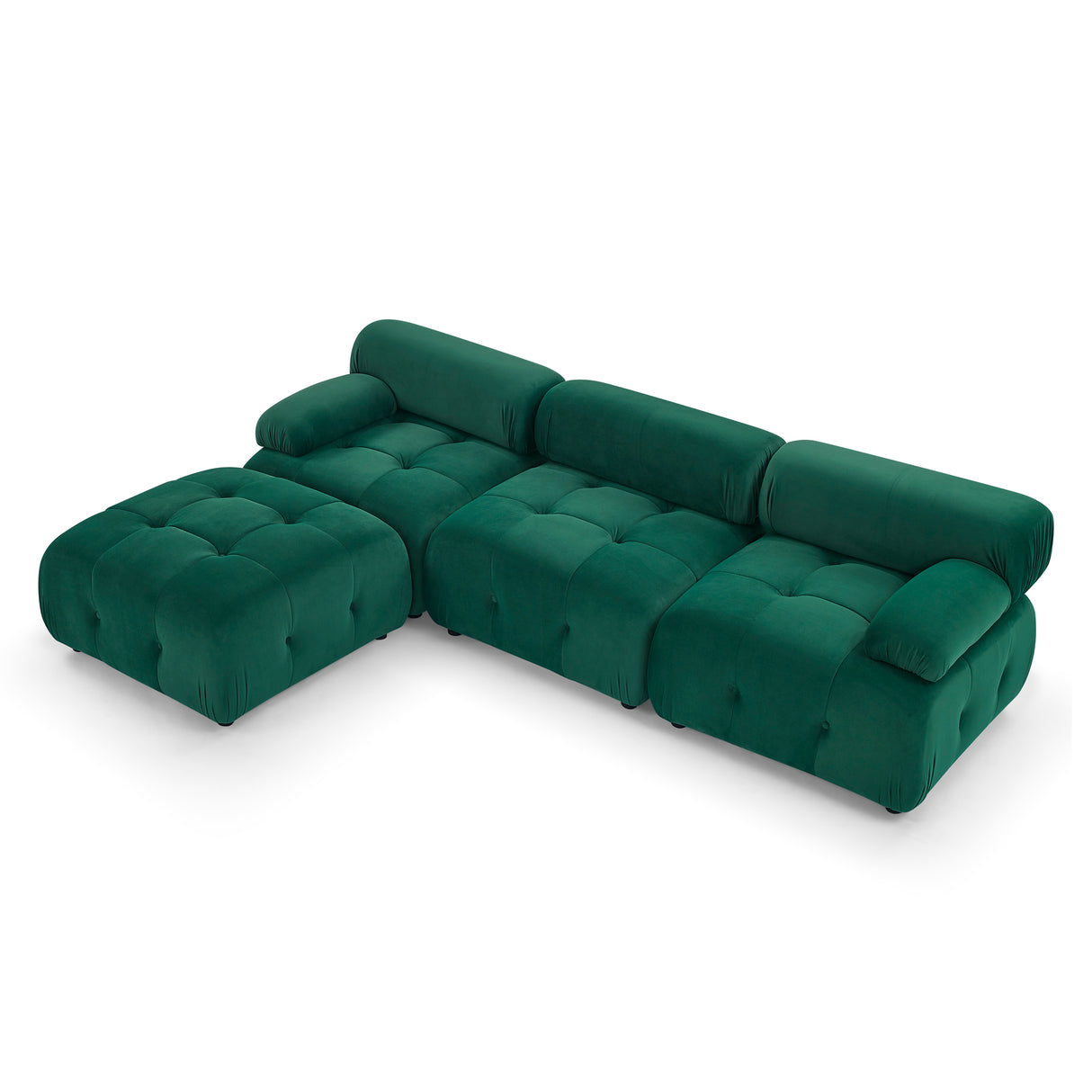 Modular Sectional Sofa, Button Tufted Designed and DIY Combination,L Shaped Couch with Reversible Ottoman, Green Velvet - Home Elegance USA