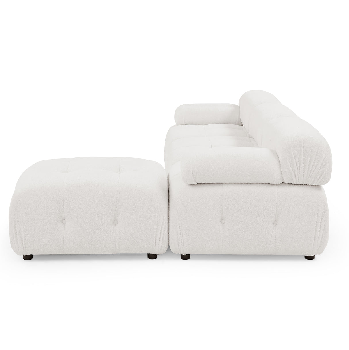 Modular Sectional Sofa, Button Tufted Designed and DIY Combination,L Shaped Couch with Reversible Ottoman, Ivory Teddy Fabric - Home Elegance USA