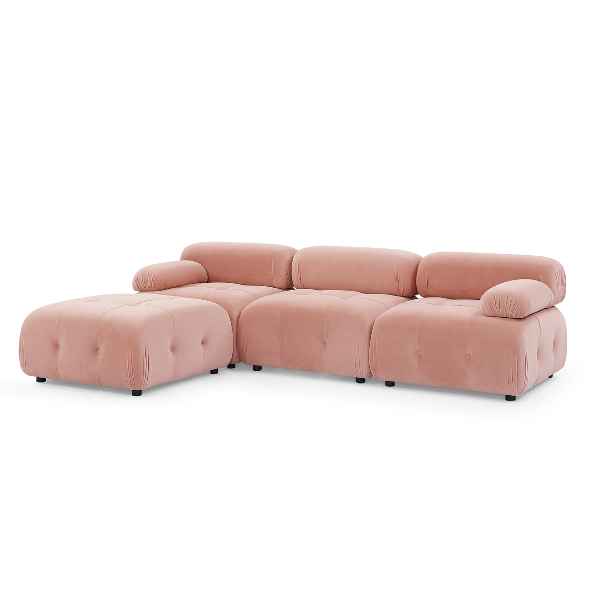 Modular Sectional Sofa, Button Tufted Designed and DIY Combination,L Shaped Couch with Reversible Ottoman, Pink Velvet - Home Elegance USA