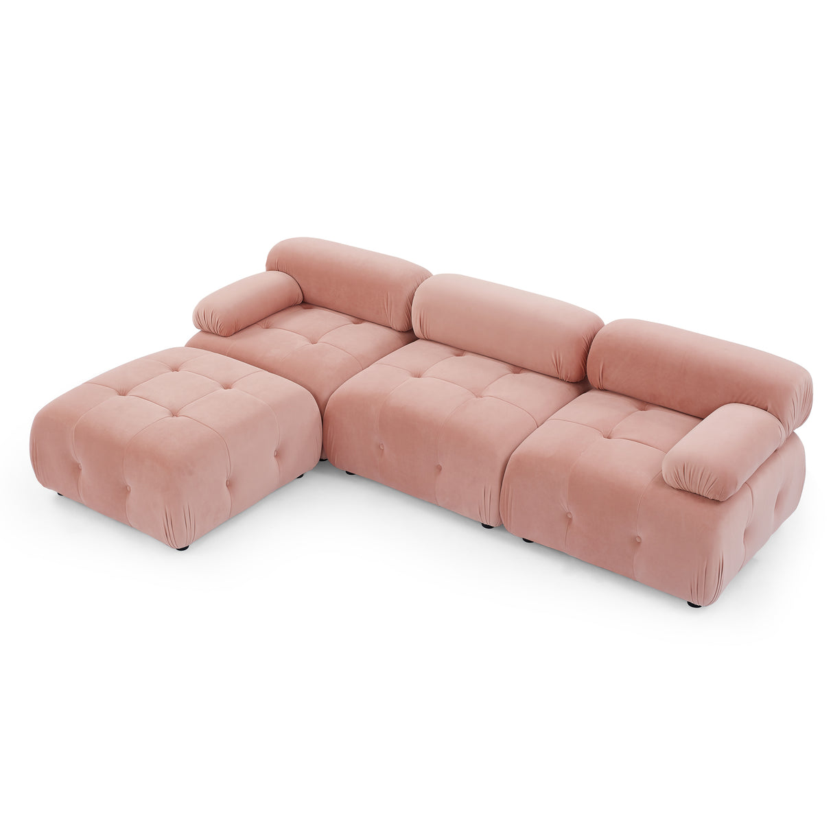 Modular Sectional Sofa, Button Tufted Designed and DIY Combination,L Shaped Couch with Reversible Ottoman, Pink Velvet - Home Elegance USA