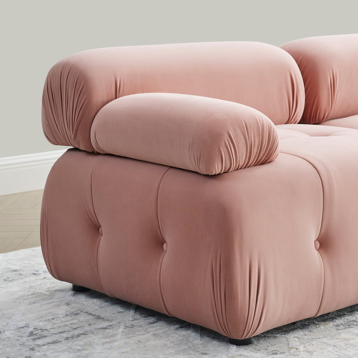 Modular Sectional Sofa, Button Tufted Designed and DIY Combination,L Shaped Couch with Reversible Ottoman, Pink Velvet - Home Elegance USA