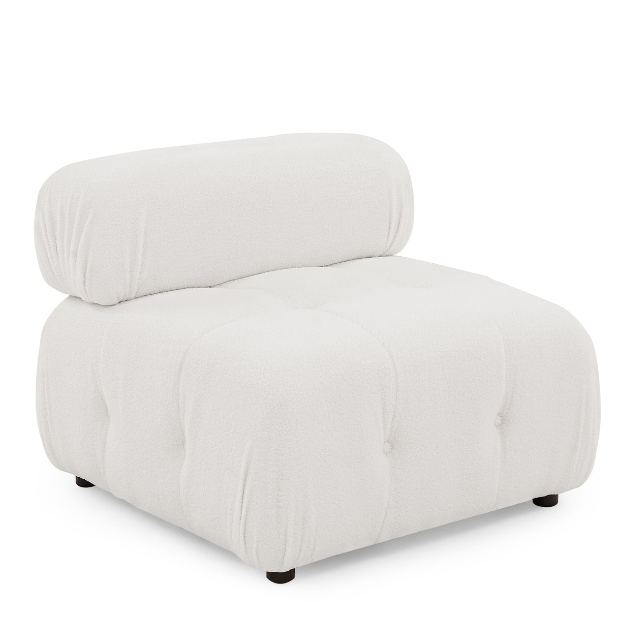 Modular Sectional Sofa, Button Tufted Designed and DIY Combination,L Shaped Couch with Reversible Ottoman, Ivory Teddy Fabric - Home Elegance USA