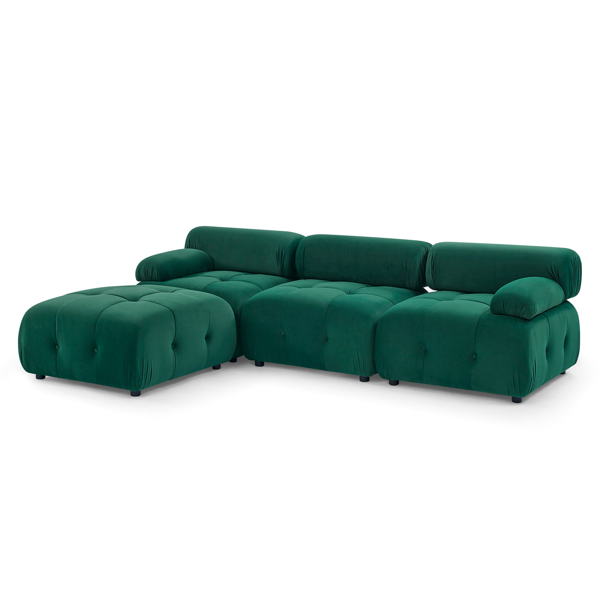 Modular Sectional Sofa, Button Tufted Designed and DIY Combination,L Shaped Couch with Reversible Ottoman, Green Velvet - Home Elegance USA