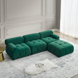 Modular Sectional Sofa, Button Tufted Designed and DIY Combination,L Shaped Couch with Reversible Ottoman, Green Velvet - Home Elegance USA