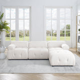 Modular Sectional Sofa, Button Tufted Designed and DIY Combination,L Shaped Couch with Reversible Ottoman, Ivory Teddy Fabric - Home Elegance USA