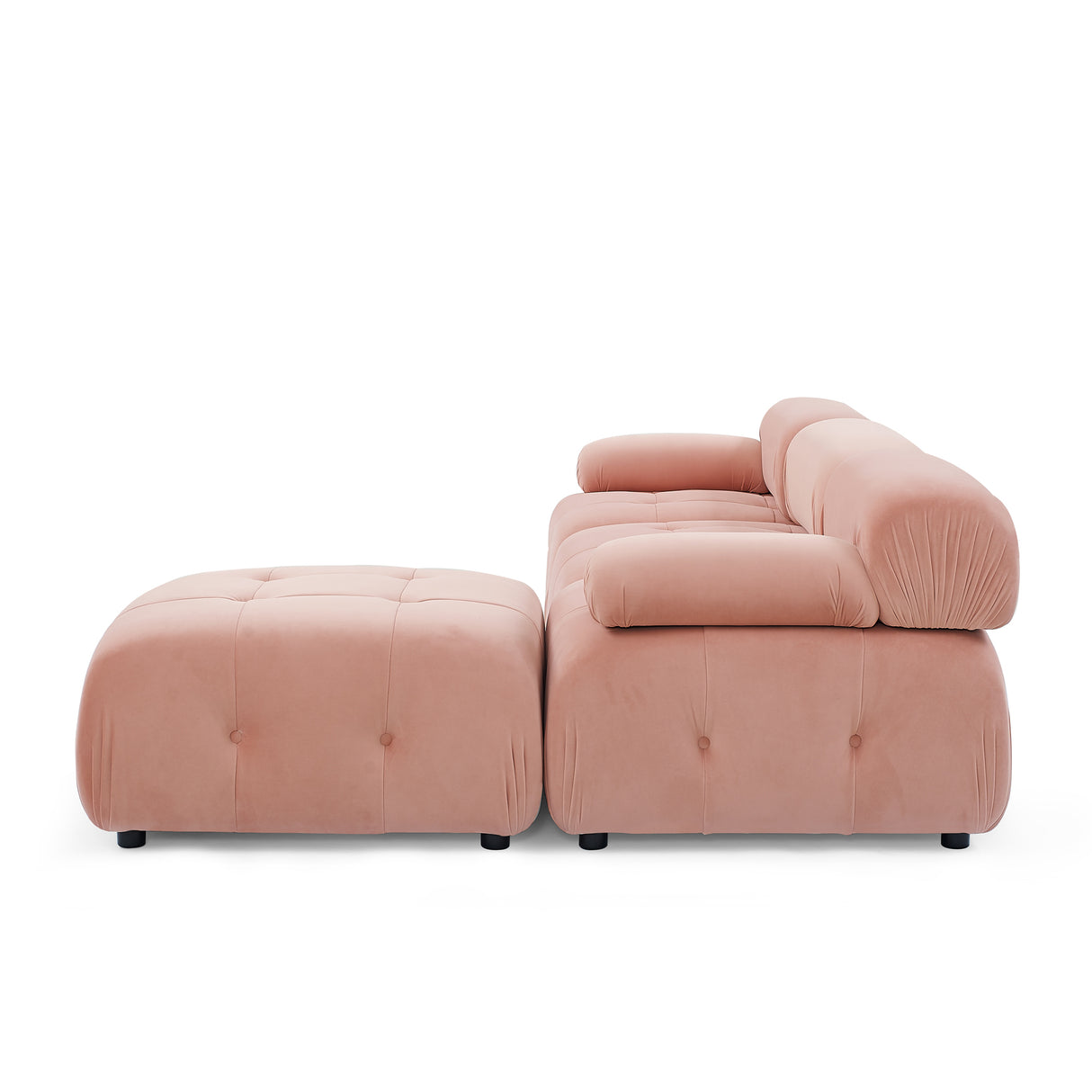 Modular Sectional Sofa, Button Tufted Designed and DIY Combination,L Shaped Couch with Reversible Ottoman, Pink Velvet - Home Elegance USA